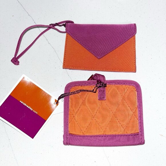 NWT Vera Bradley Luggage Tag and Cards & Cuties Wallet Magenta/Spice pattern - Picture 2 of 4